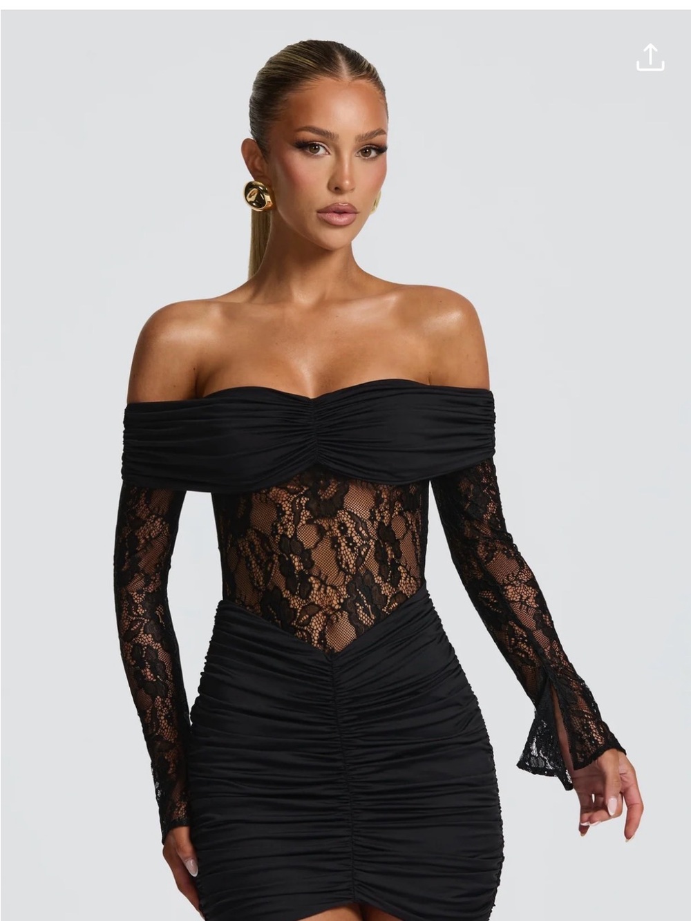 Off-Shoulder Black Lace Bodysuit Top